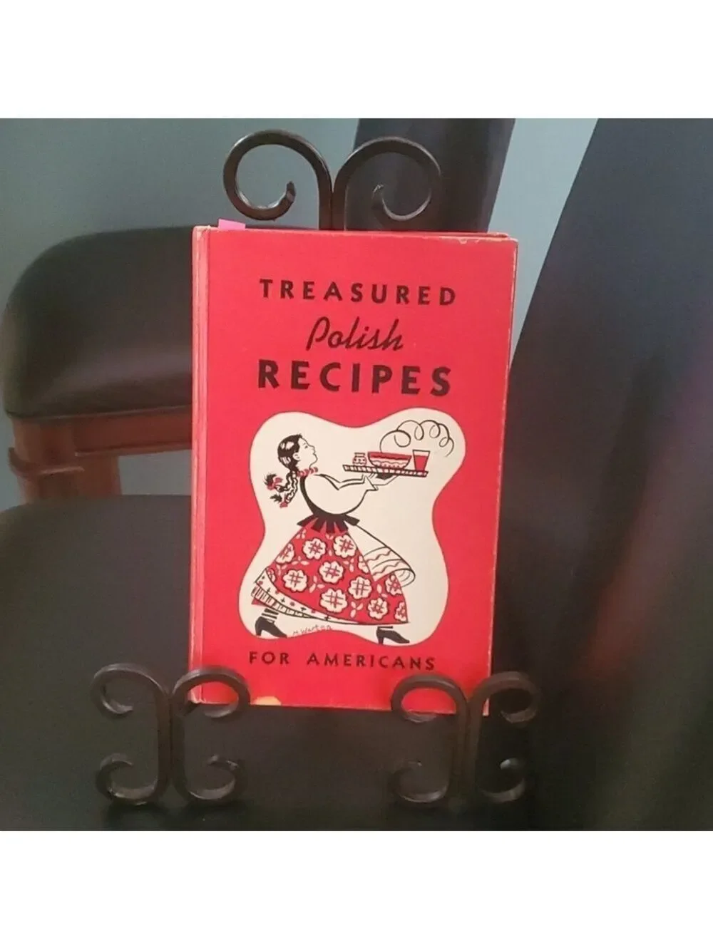 Cook book holder lack wrought iron like metal book holder